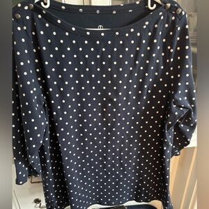 Lands' End Navy Polka Dot Top